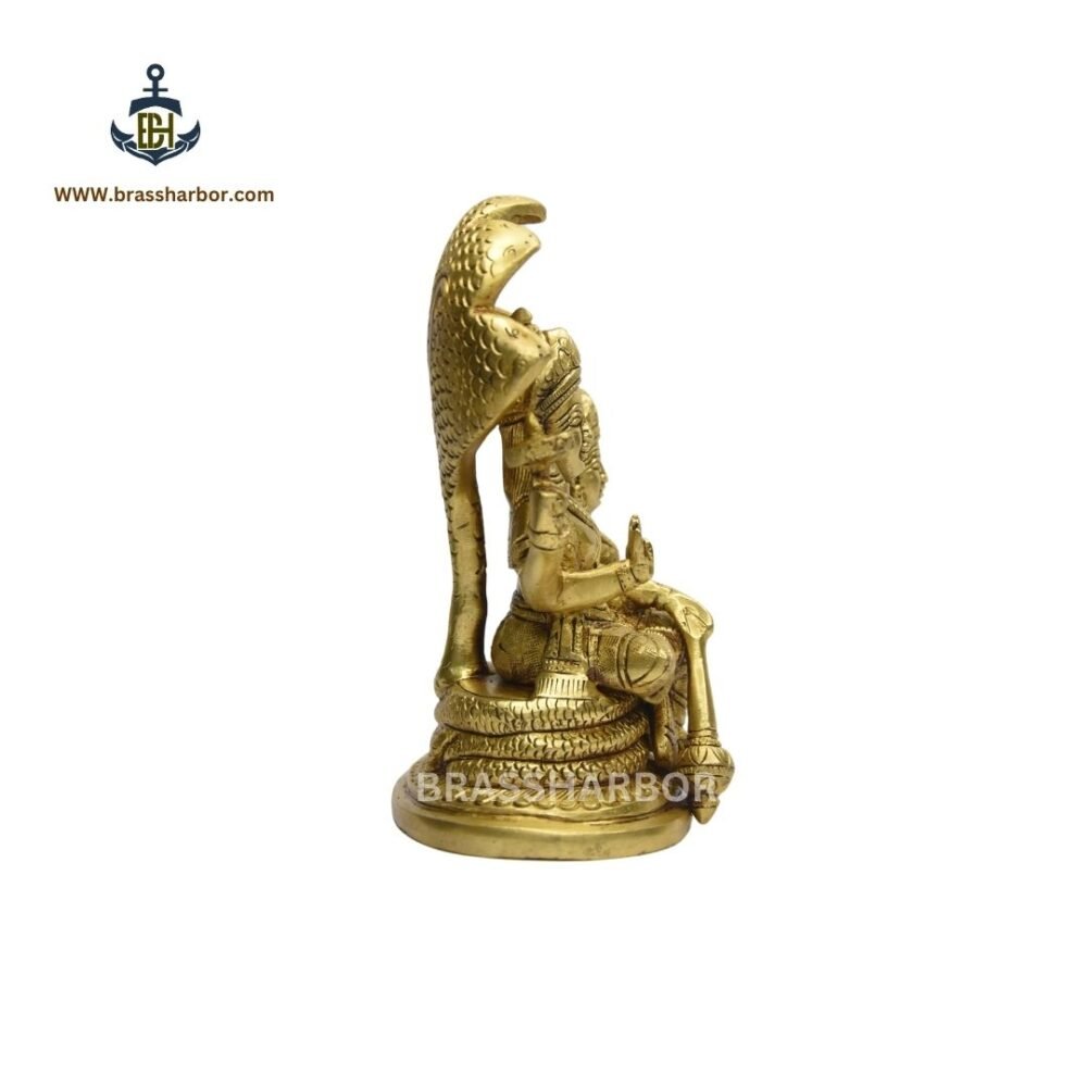 PURE BRASS LORD VISHNU LAXMI IDOL 7" - Image 4