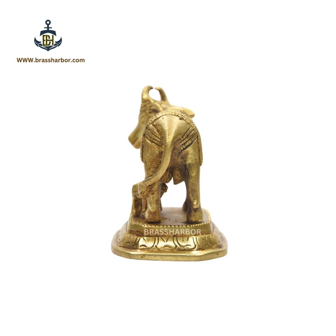 KAMDHENU COW WITH CALF IDOL IN BRASS - 3" - Image 2