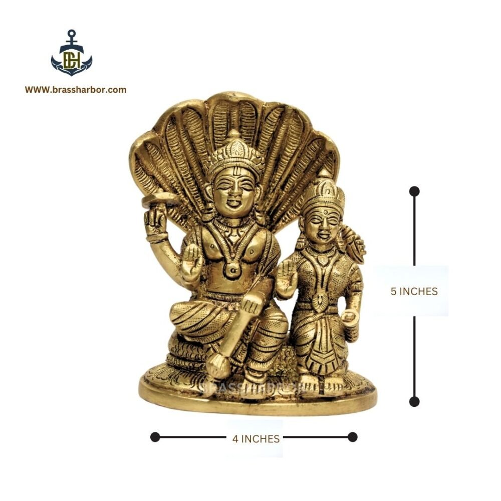 PURE BRASS VISHNU LAXMI IDOL 5" - Image 5
