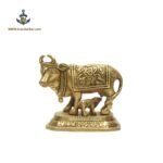 KAMDHENU COW WITH CALF IDOL IN BRASS - 3"