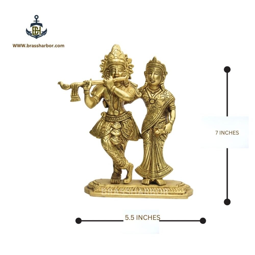PURE BRASS RADHA KRISHNA IDOL 7" - Image 5