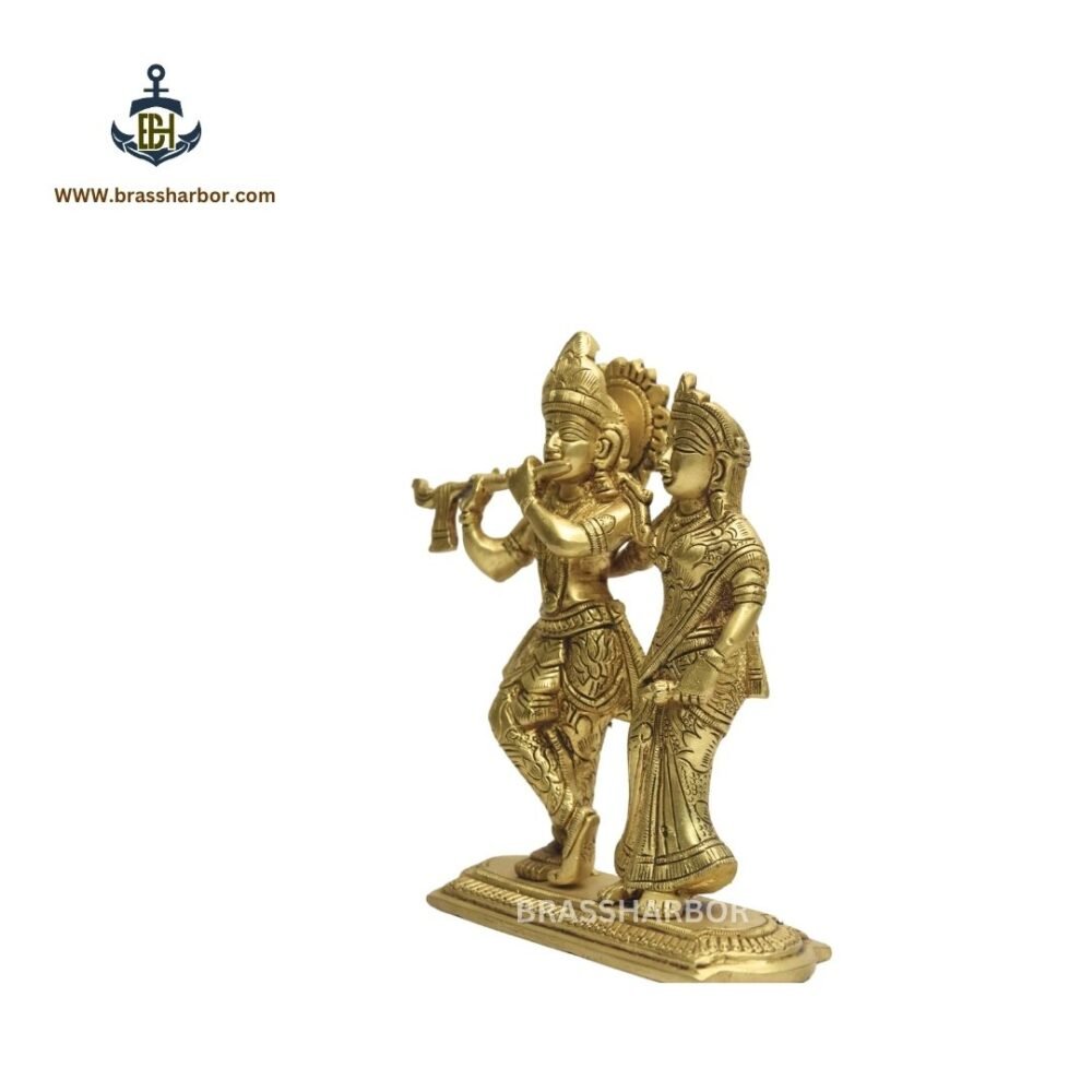 PURE BRASS RADHA KRISHNA IDOL 7" - Image 3