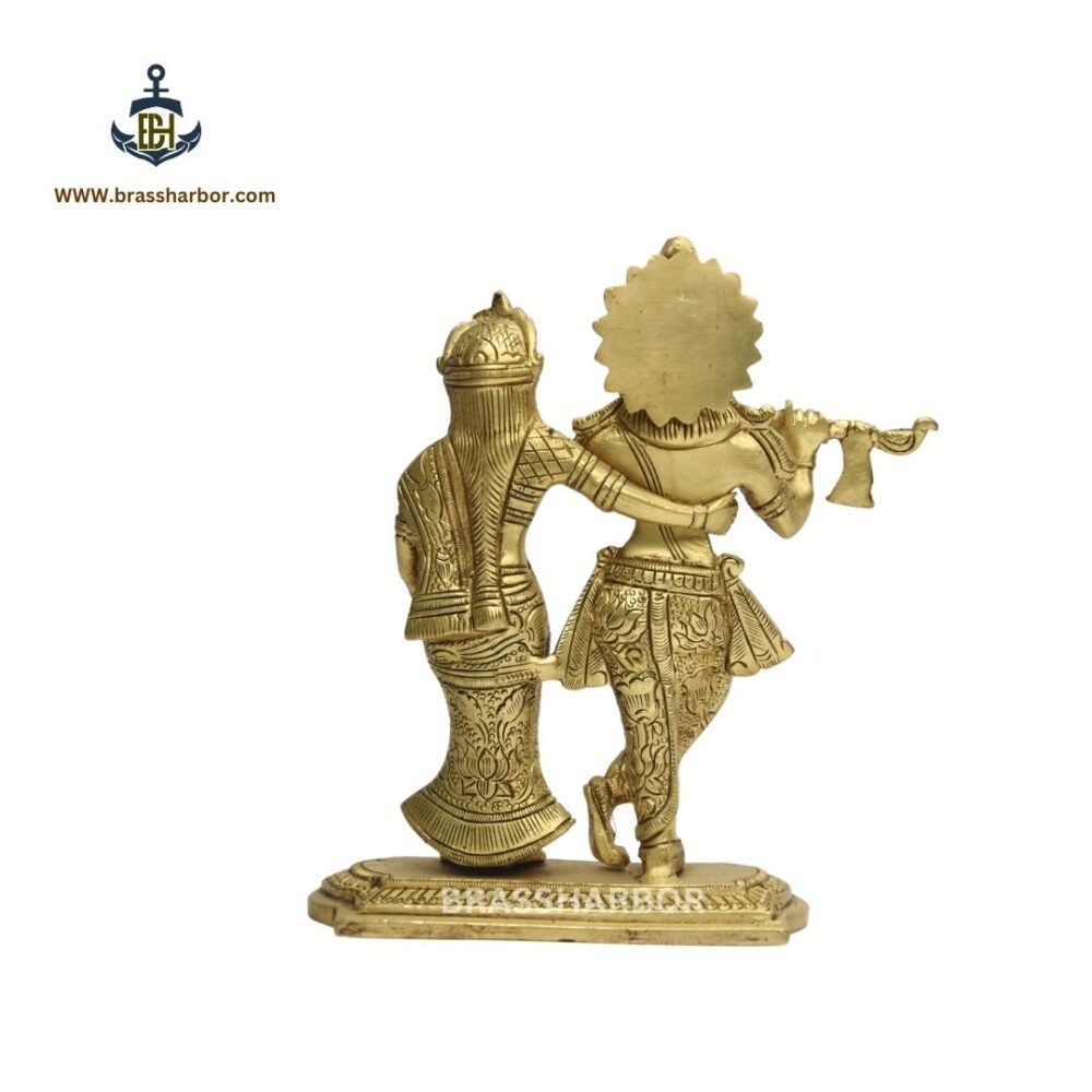 PURE BRASS RADHA KRISHNA IDOL 7" - Image 4