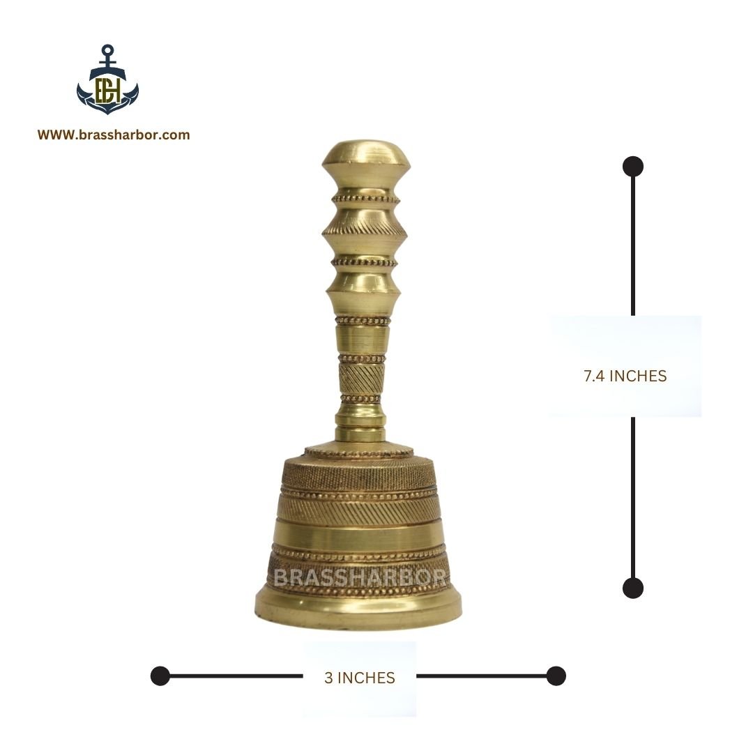 PURE BRASS POOJA BELL/ GHANTI 7.4" - Image 5