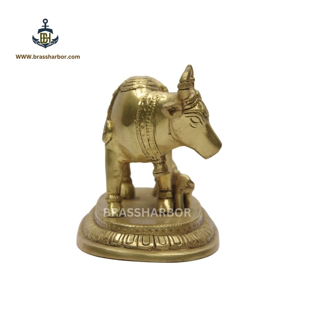 KAMDHENU COW WITH CALF BRASS IDOL 4" - Image 4