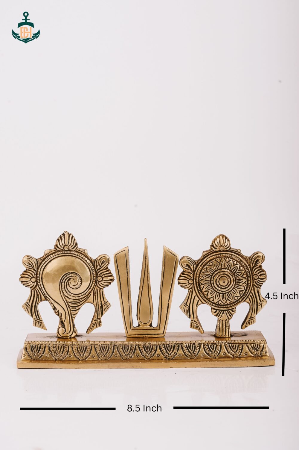 PURE BRASS TIRUPATI BALAJI SHANKU CHAKRA NAMAH 4.5" - Image 4