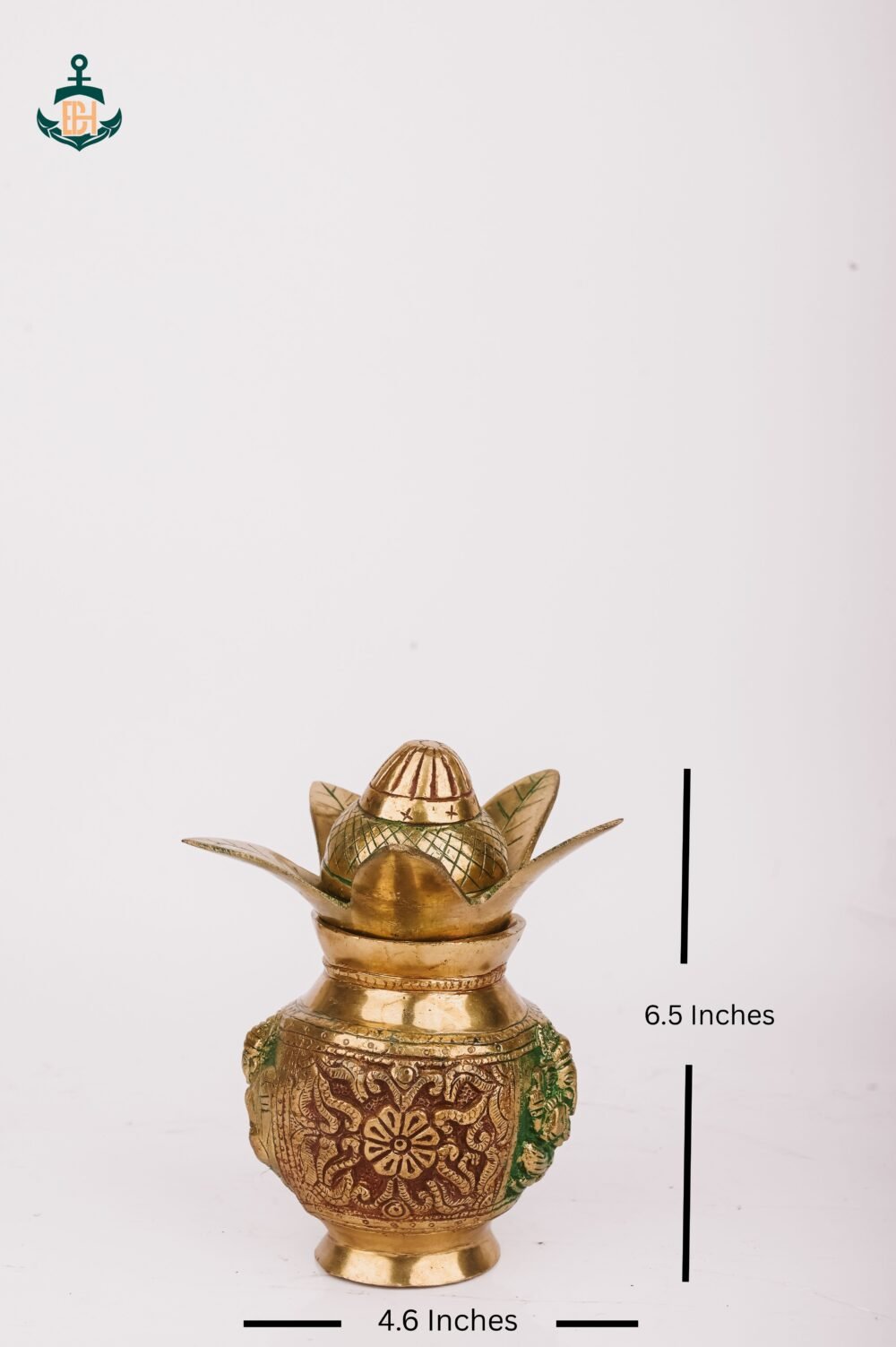 PURE BRASS LAXMI GANESH KALASH 6.5" - Image 4