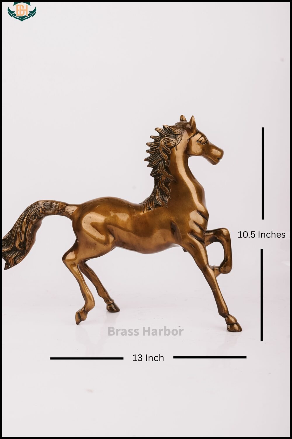 PURE BRASS RUNNING HORSE 10.5" - Image 4
