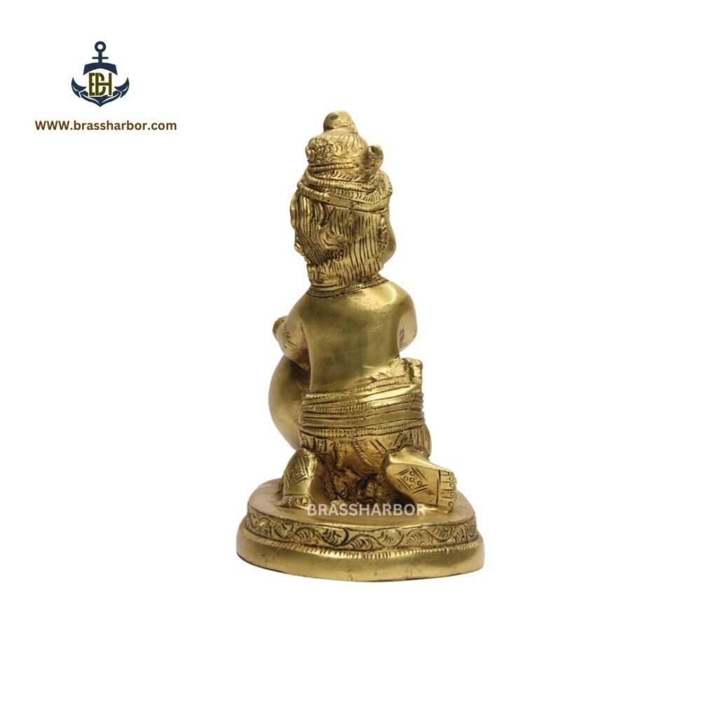 PURE  BRASS MAKHAN KRISHNA IDOL 7" - Image 4