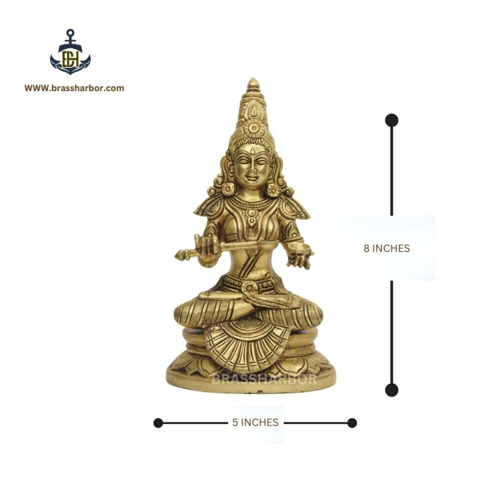 PURE BRASS GODDESS ANNAPURNA IDOL 8" - Image 5