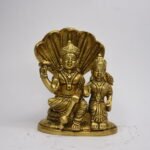 PURE BRASS LORD VISHNU LAXMI IDOL 7"
