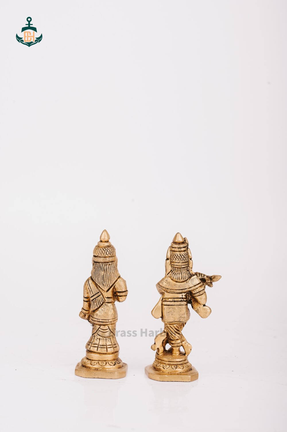 PURE BRASS RADHA KRISHNA IDOLS SET 4IN - Image 3