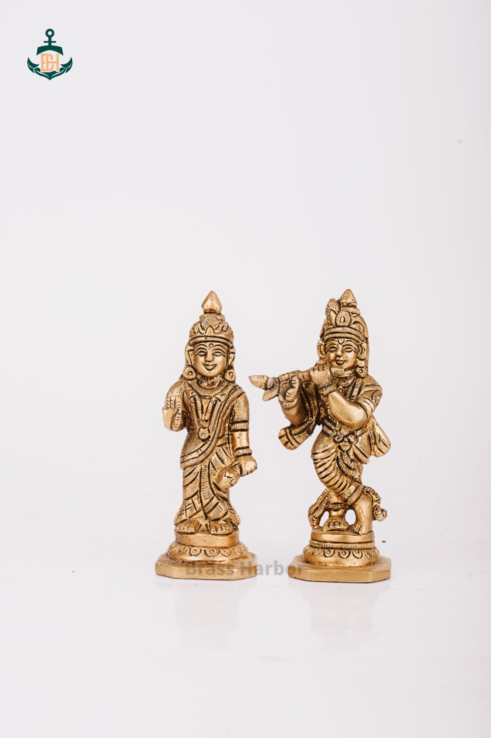 PURE BRASS RADHA KRISHNA IDOLS SET 4IN - Image 5