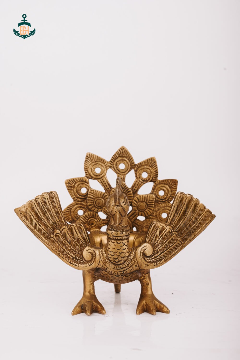 Pure Brass Peacock Urli Bowl - 9In - Image 5