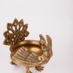 Pure Brass Peacock Urli Bowl - 9In