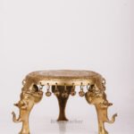 PURE BRASS ROUND PUJA CHOWKI 6"