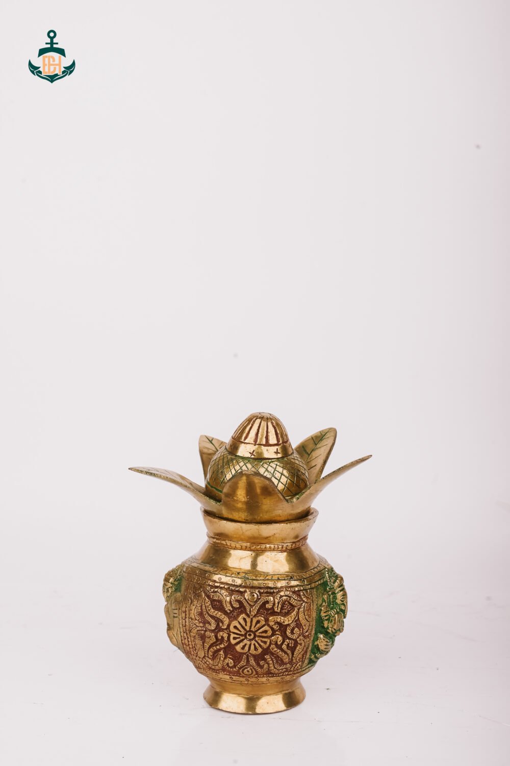 PURE BRASS LAXMI GANESH KALASH 6.5" - Image 3