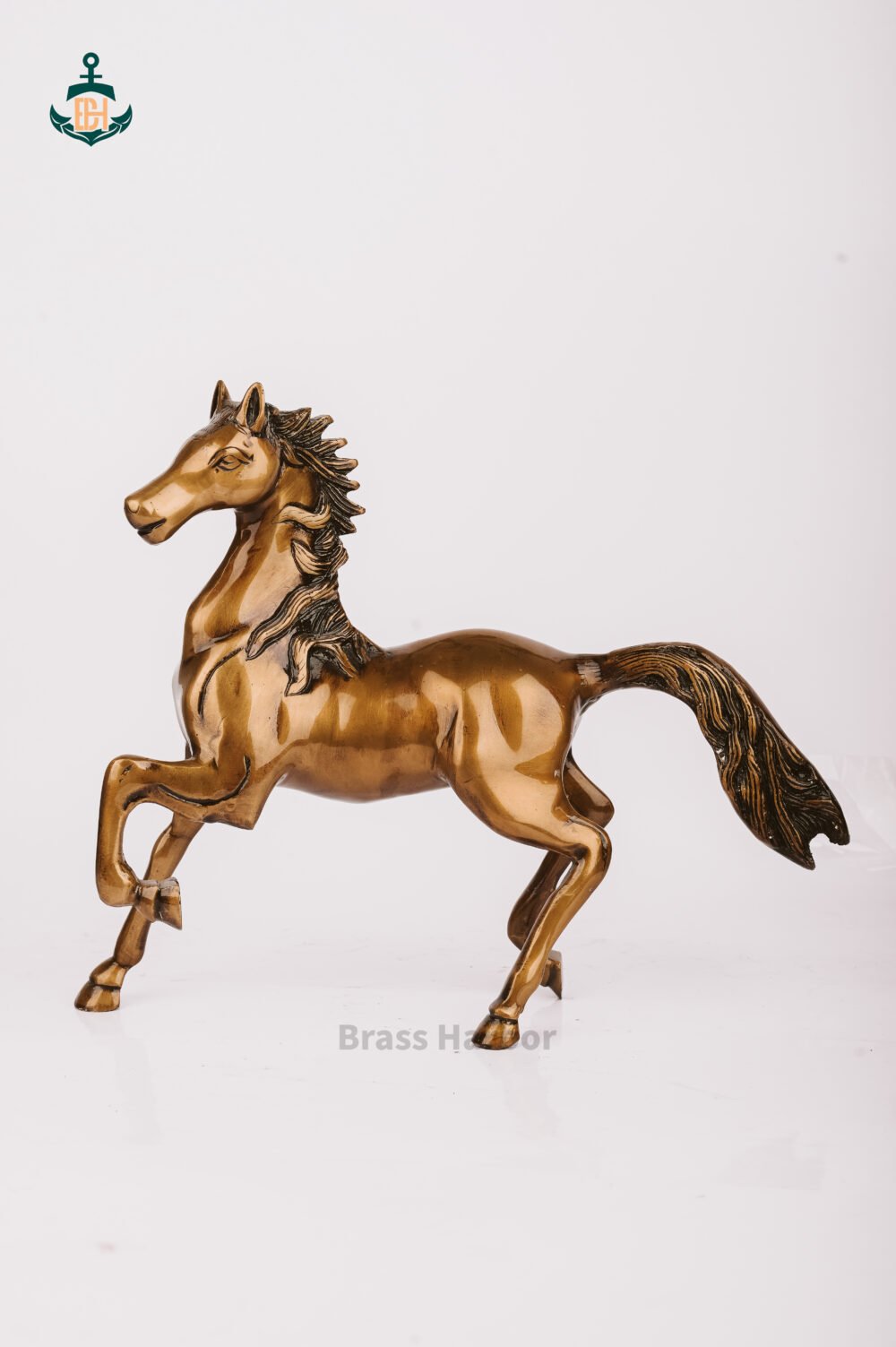 PURE BRASS RUNNING HORSE 10.5" - Image 3