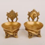 PURE BRASS SHANK CHAKRA DIYA SET 5'