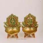 PURE BRASS GANESH LAXMI DIYA SET 7'