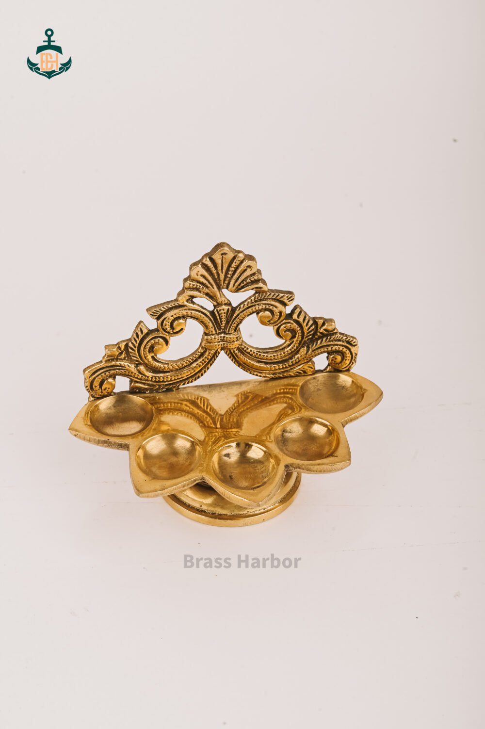 PURE BRASS PANCH MUKHI DIYA 4" - Image 3