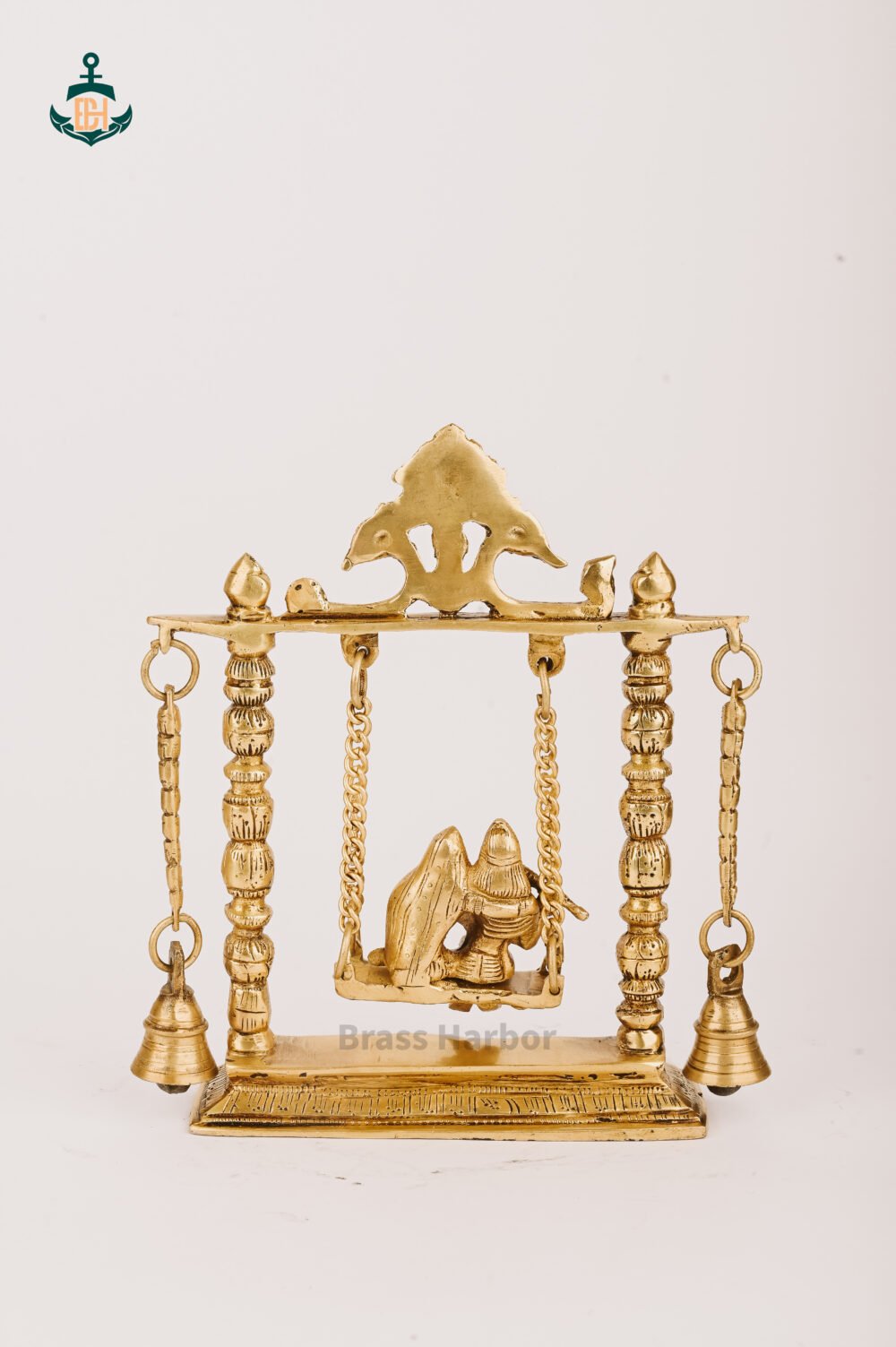 PURE BRASS RADHA KRISHNA ON SWING 10" - Image 3