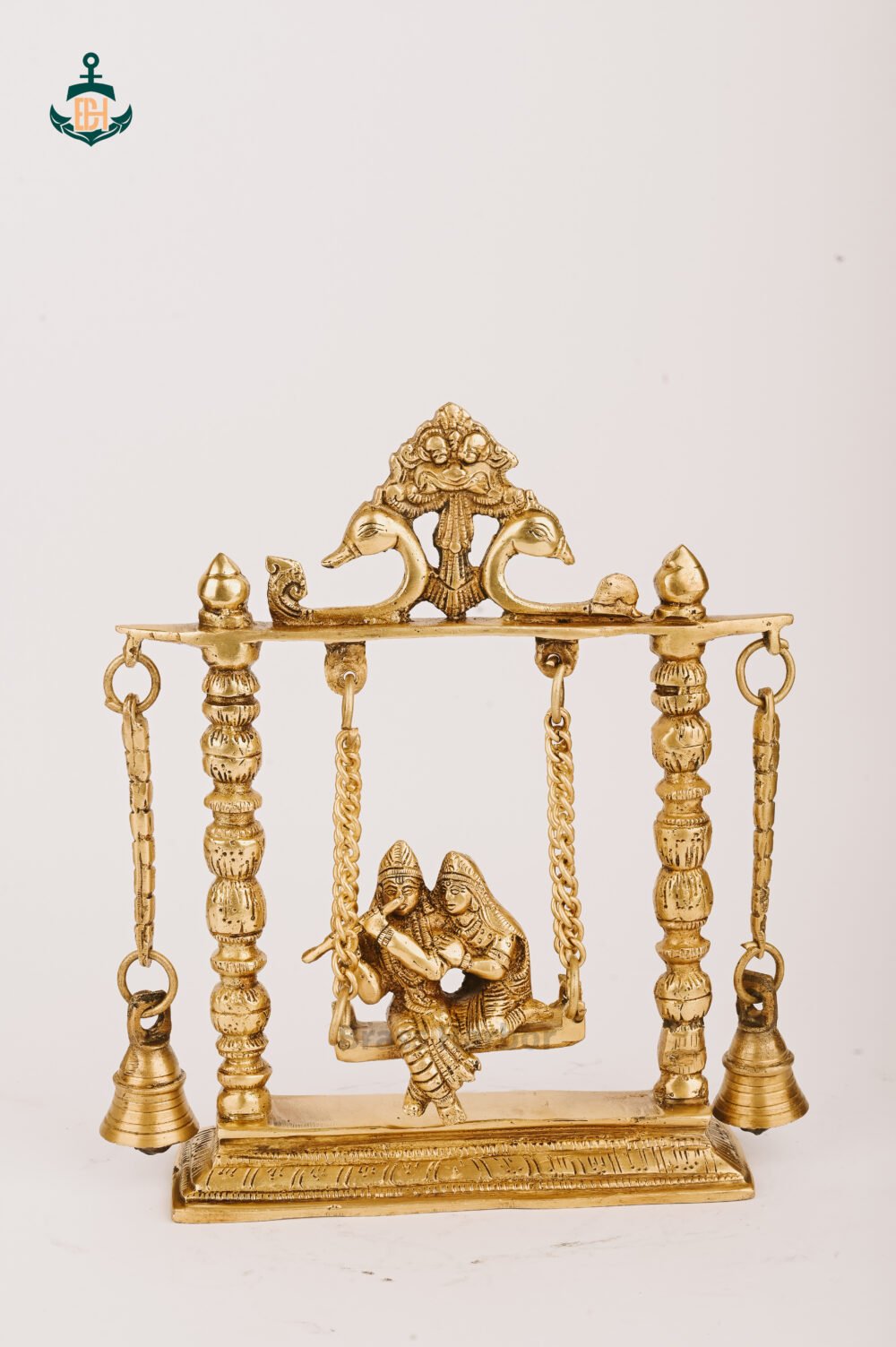 PURE BRASS RADHA KRISHNA ON SWING 10" - Image 4