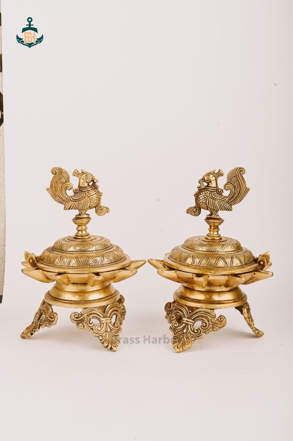 PURE BRASS NINE WICKS PEACOCK LAMP 10.5" - Image 4