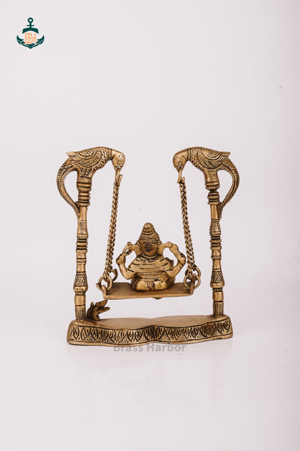 PURE BRASS GANESH ON SWING 8" - Image 3
