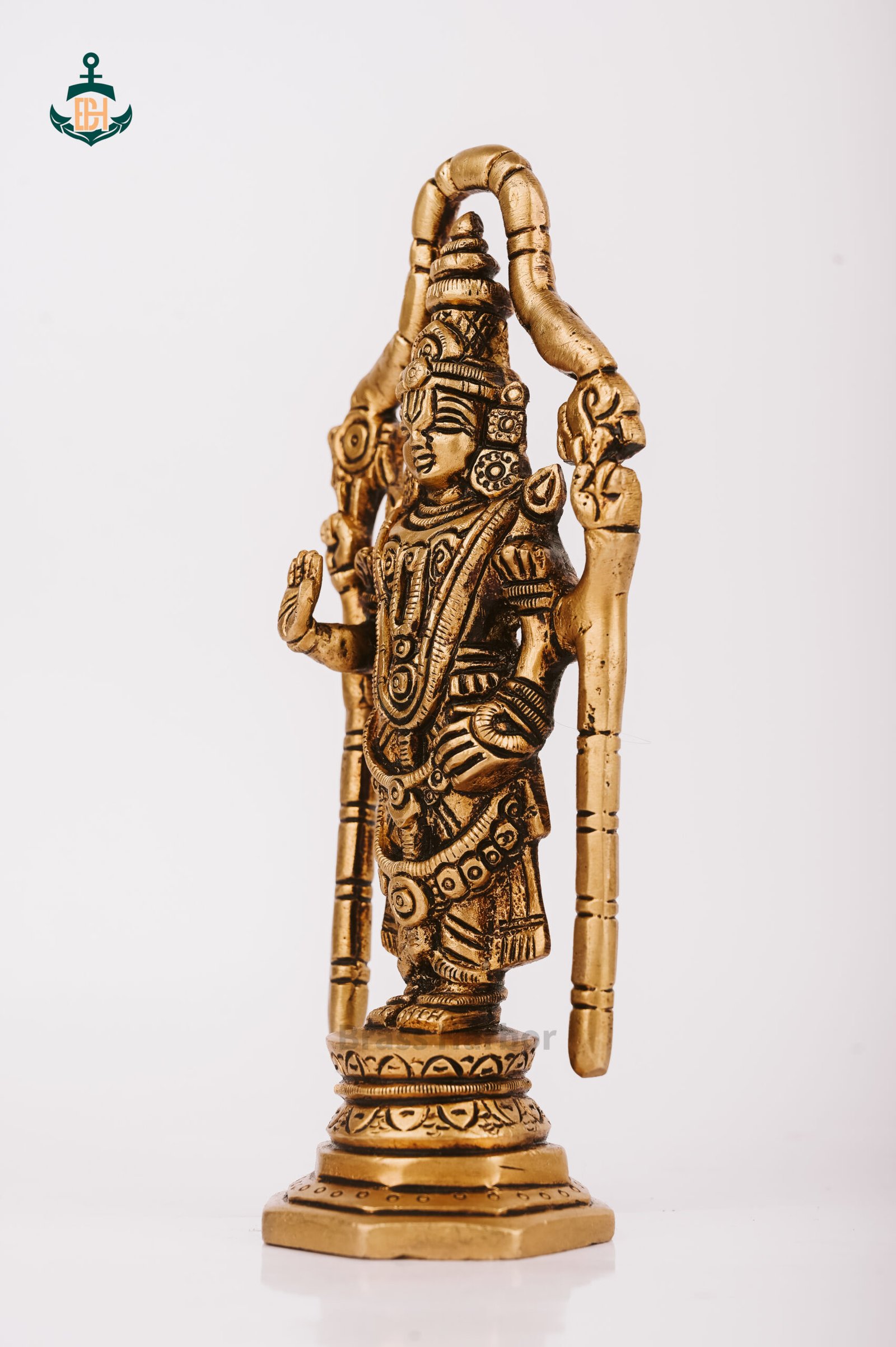 PURE BRASS LORD TIRUPATI BALAJI IDOL 7" - Image 2