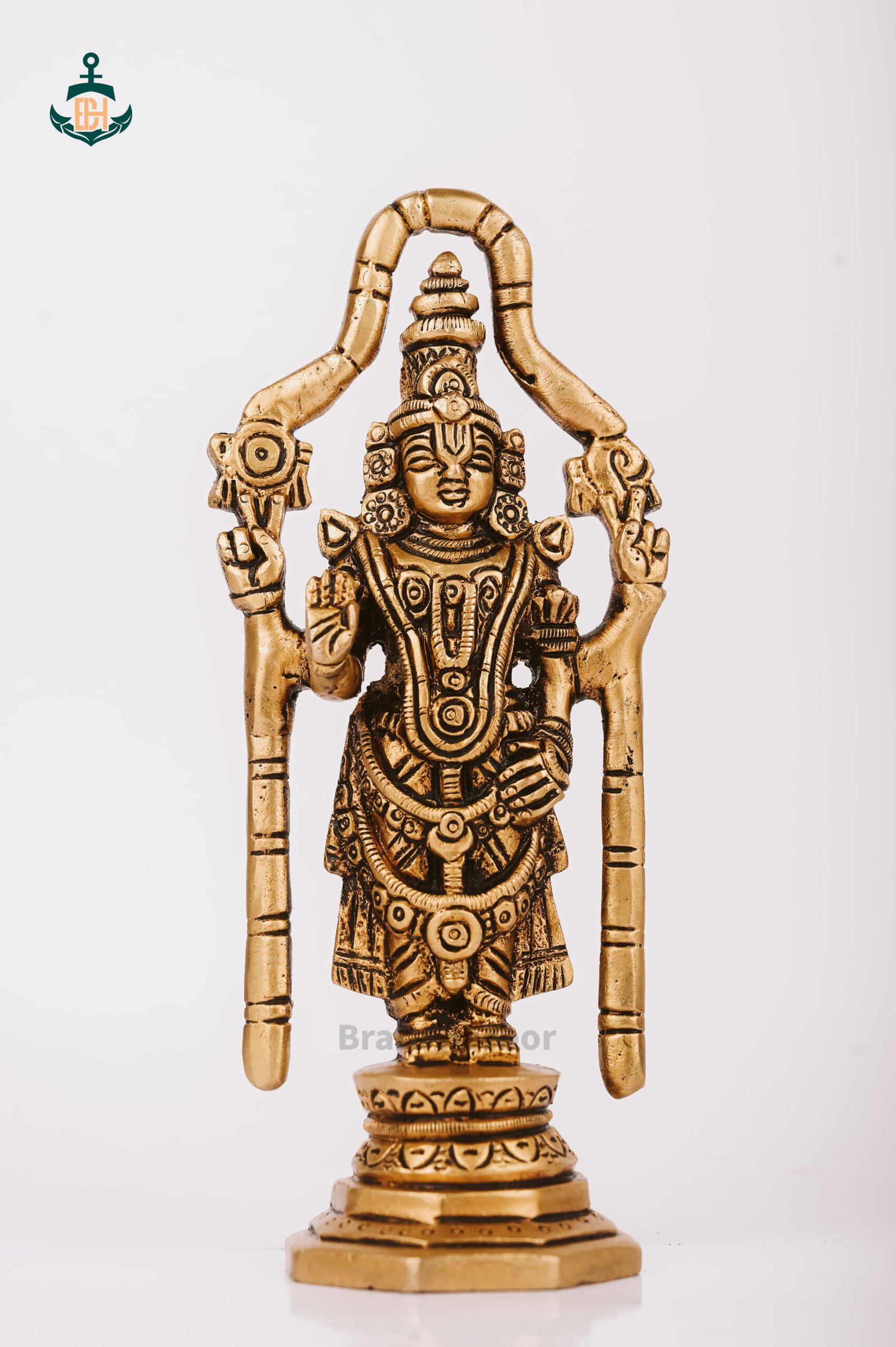 PURE BRASS LORD TIRUPATI BALAJI IDOL 7"