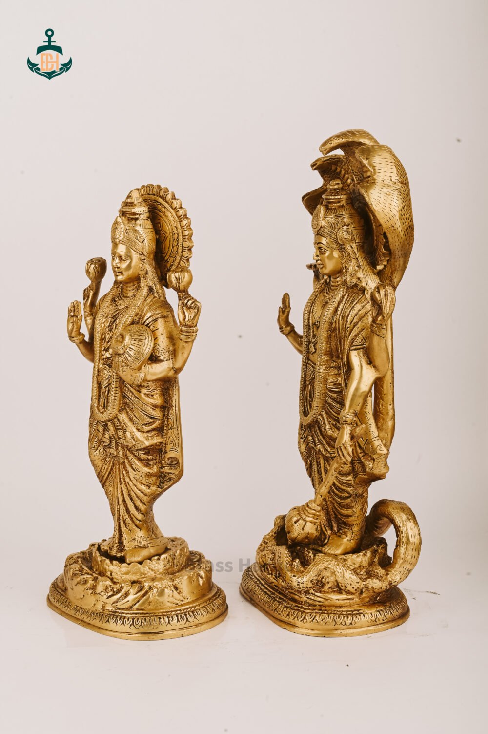PURE BRASS LORD VISHNU AND GODDESS LAXMI IDOL - Image 3
